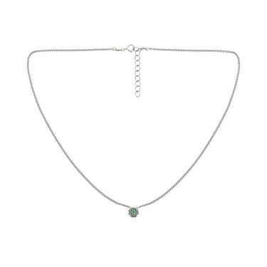Collar Diamantes 1 Cuadrado Plata Corto Aqua